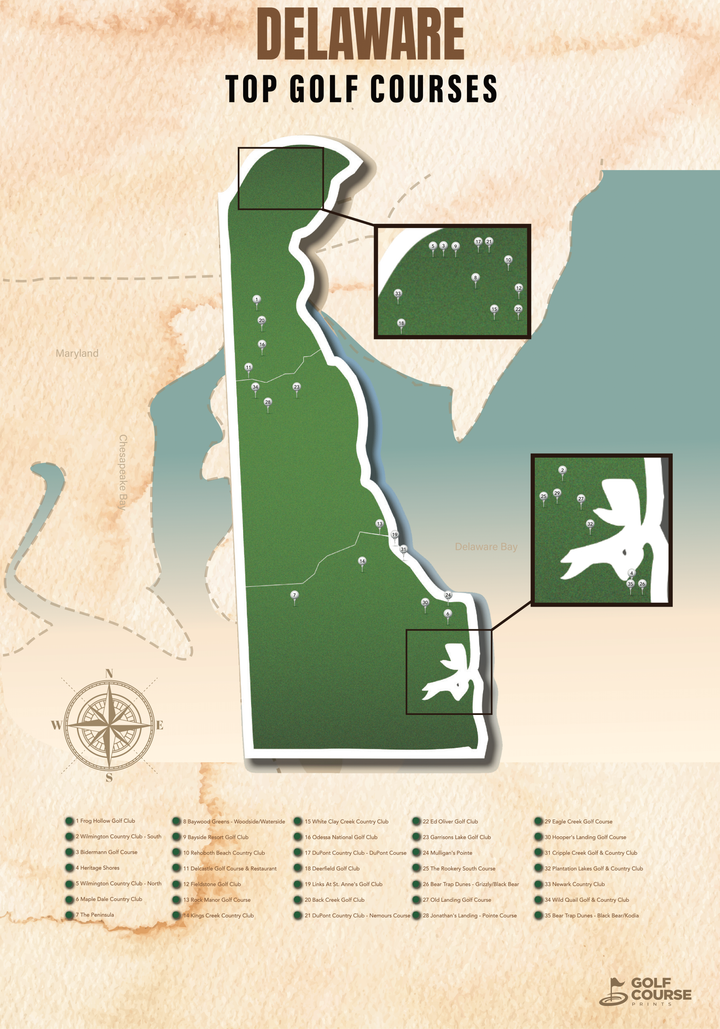 Map of Delaware Golf Courses