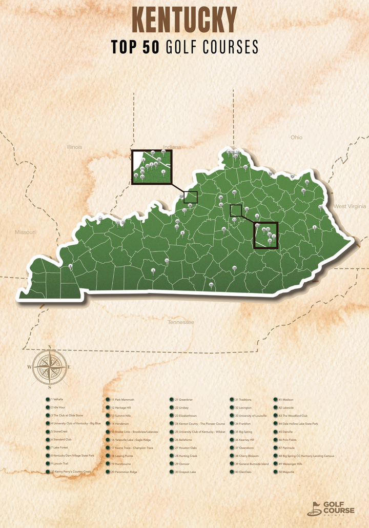 Map of Kentucky Golf Courses