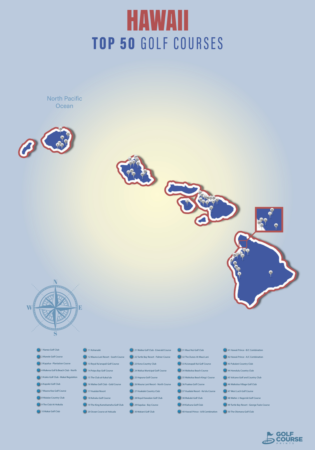 Map of Hawaii Golf Courses