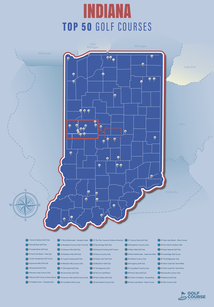 Map of Indiana Golf Courses