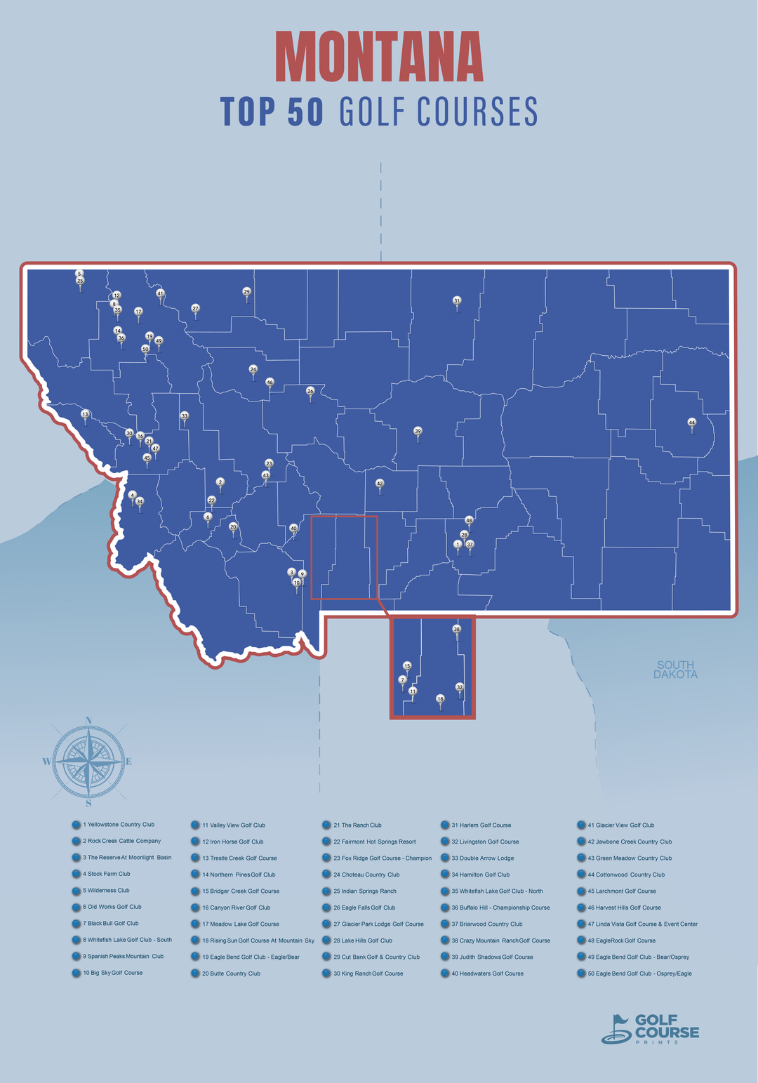 Map of Montana Golf Courses