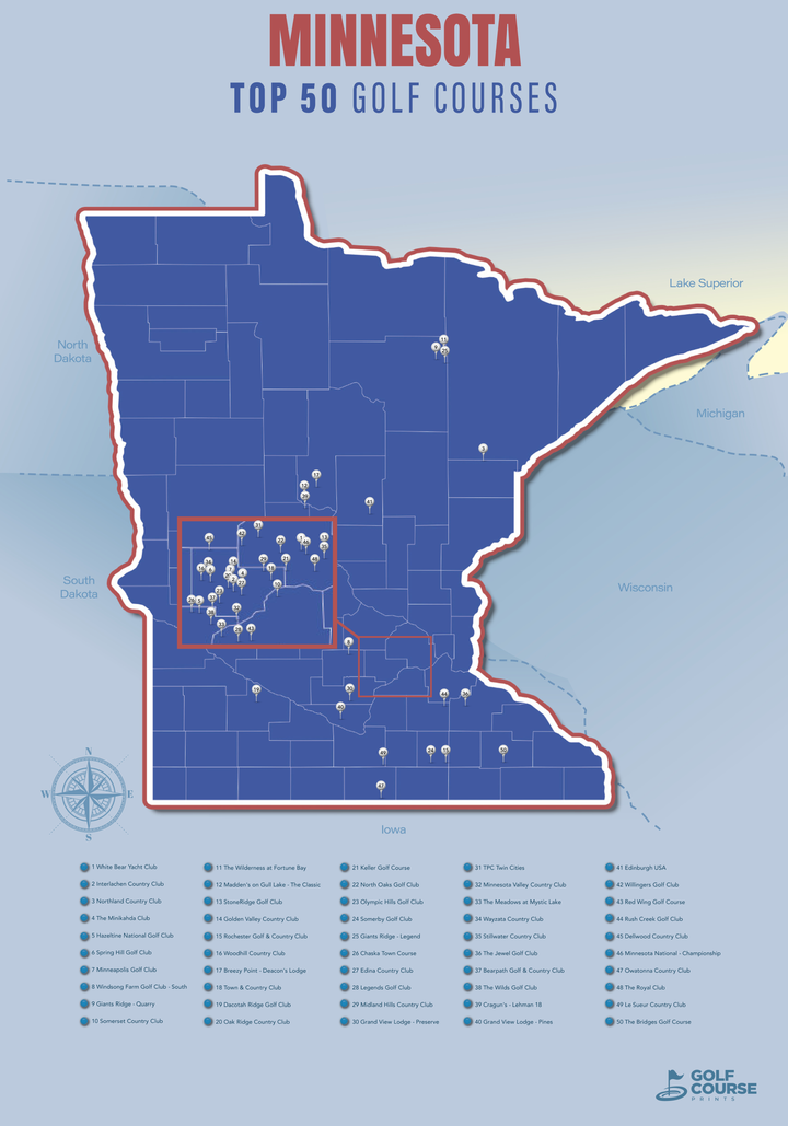 Map of Minnesota Golf Courses