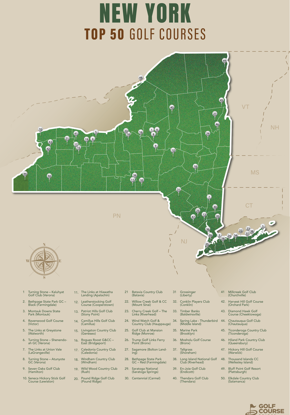 NEW YORK TOP 50 GOLF COURSES