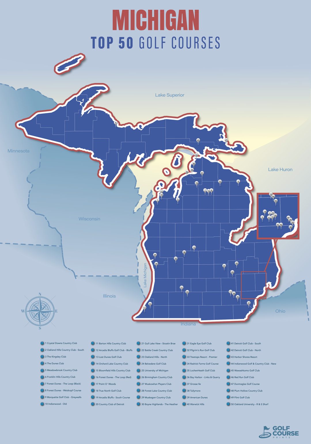 Map of Michigan Golf Courses