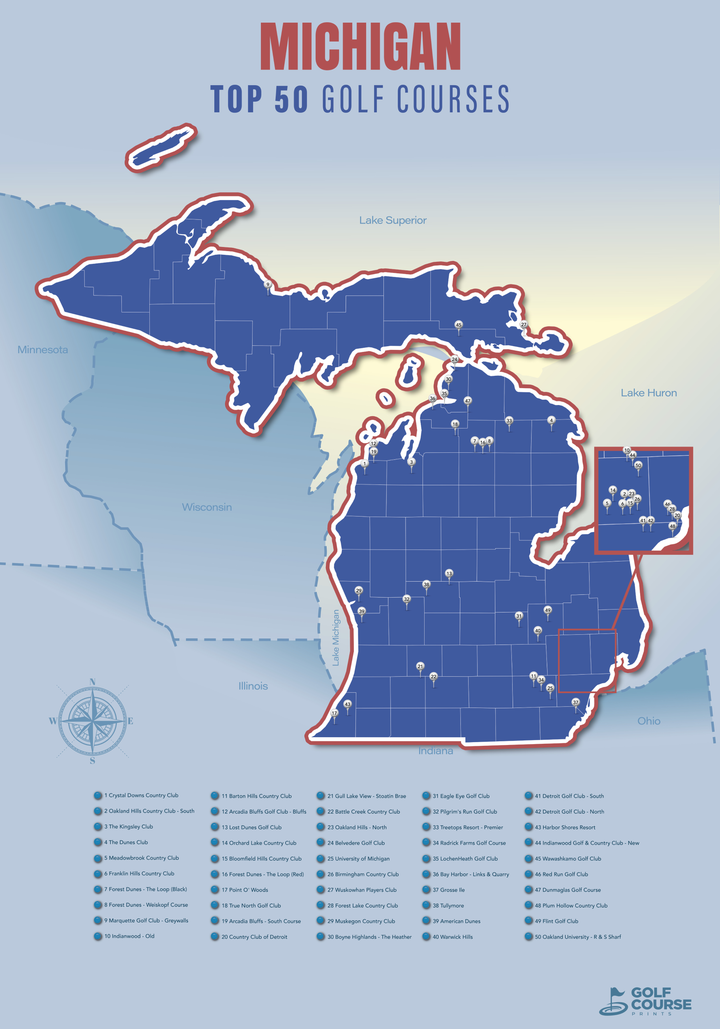 Map of Michigan Golf Courses