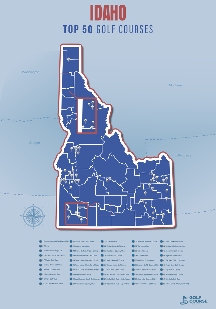 Map of Idaho Golf Courses