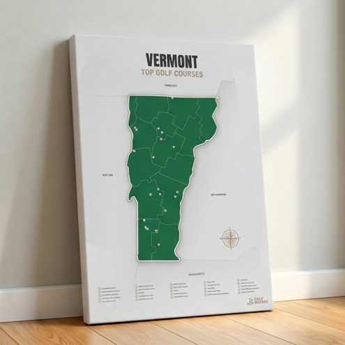 Vermont golf courses map in Green - Canvas