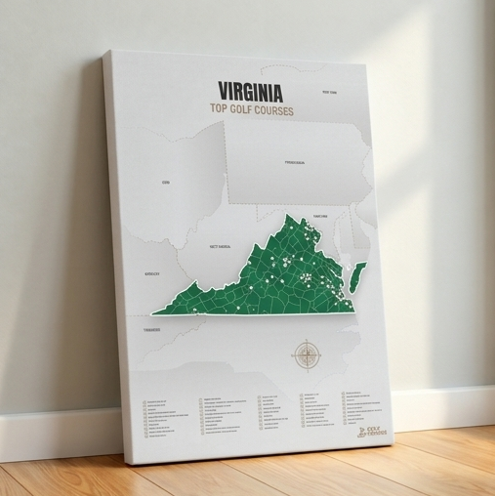 Virginia golf courses map in Green - Canvas