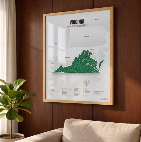 Virginia golf courses map in Green - Lifestyle Wall