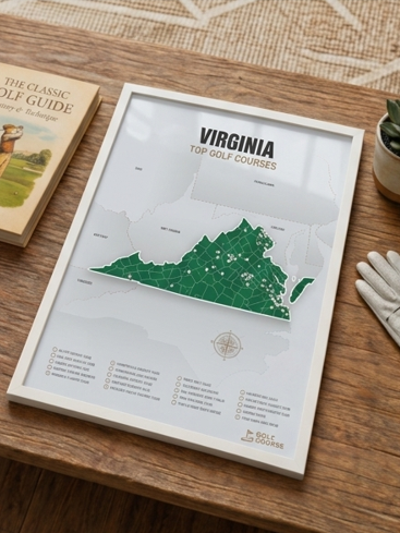 Virginia golf courses map in Green - Wooden Framed