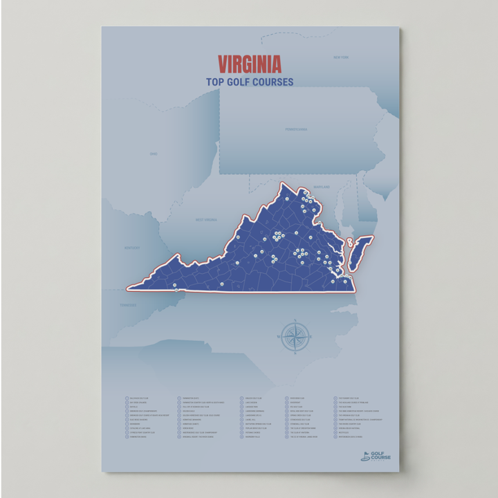 Map of Virginia Golf Courses