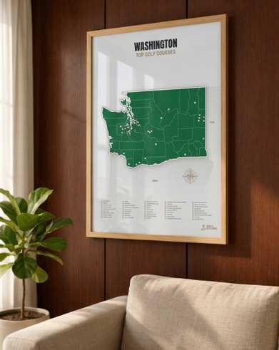 Washington golf courses map in Green - Lifestyle Wall