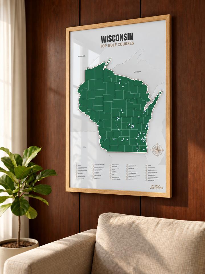 Wisconsin golf courses map in Green - Lifestyle Wall