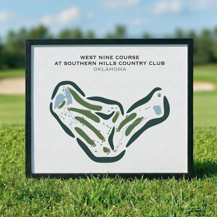 West Nine Course at Southern Hills Country Club, Oklahoma - Printed Golf Courses