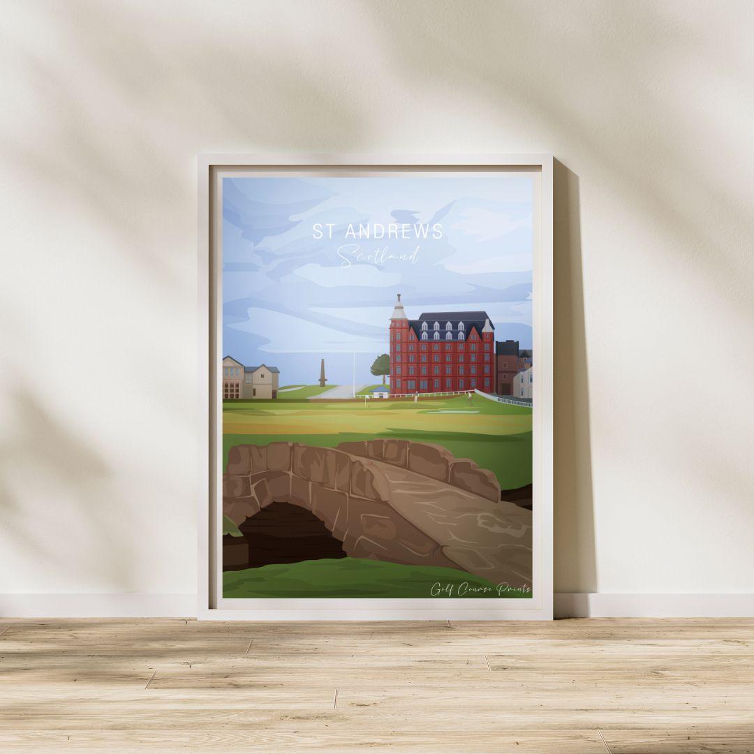 ST Andrews, Scotland, Golf Art Print, Sports Golf Art, Watercolor Print, Golf Art, Gift for Dad, Gift for Him, Father's Day, Minimalist - Golf Course Prints