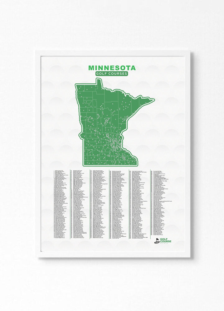Map of Minnesota Golf Courses - Golf Course Prints