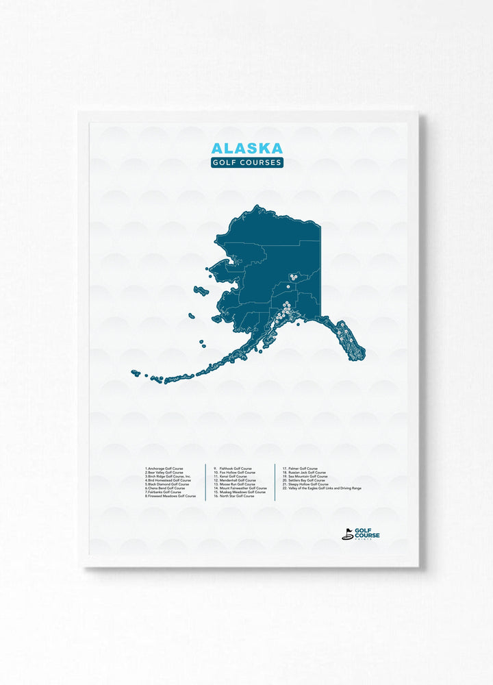 Map of Alaska Golf Courses - Golf Course Prints