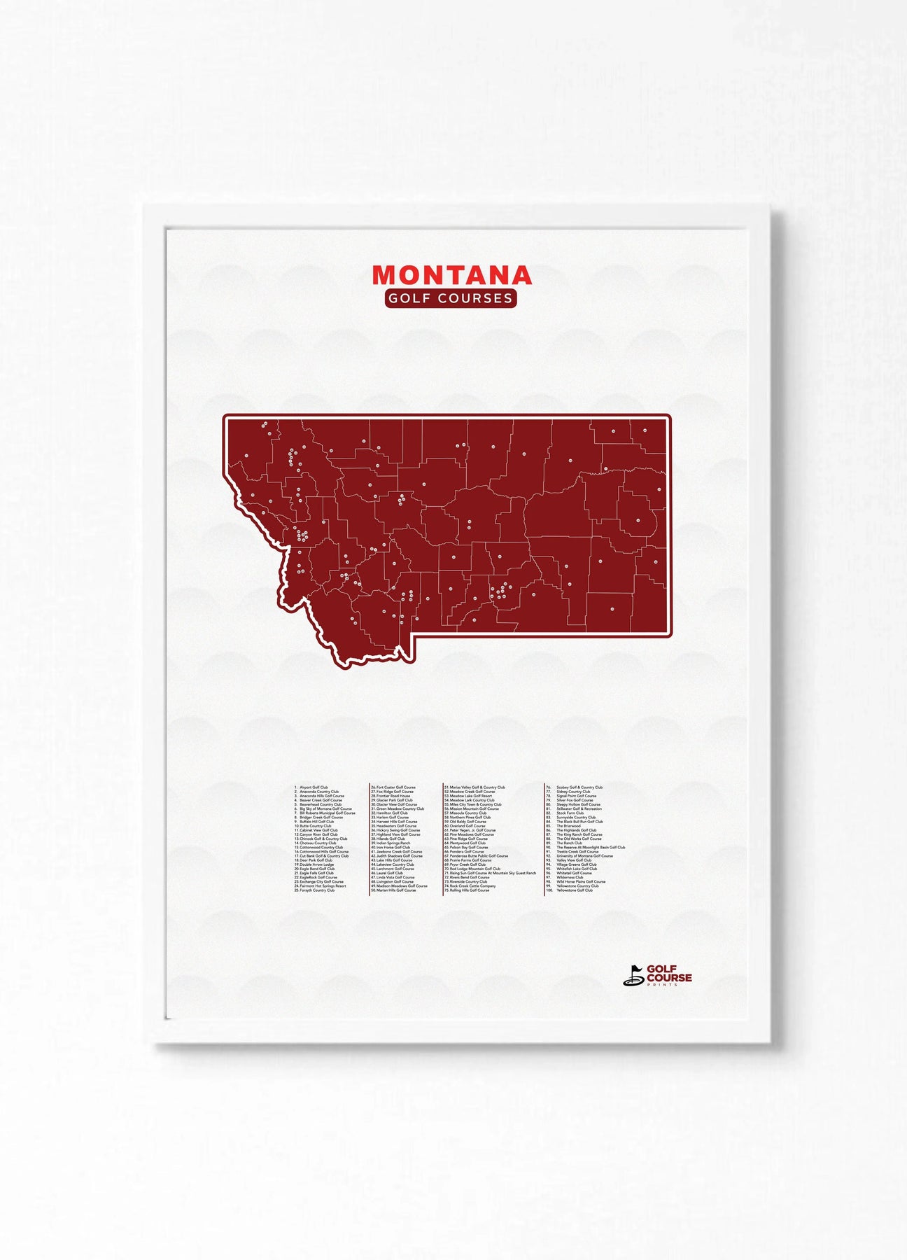 Perfect Montana Golf Course Map Gift For Fans Golf Course Prints