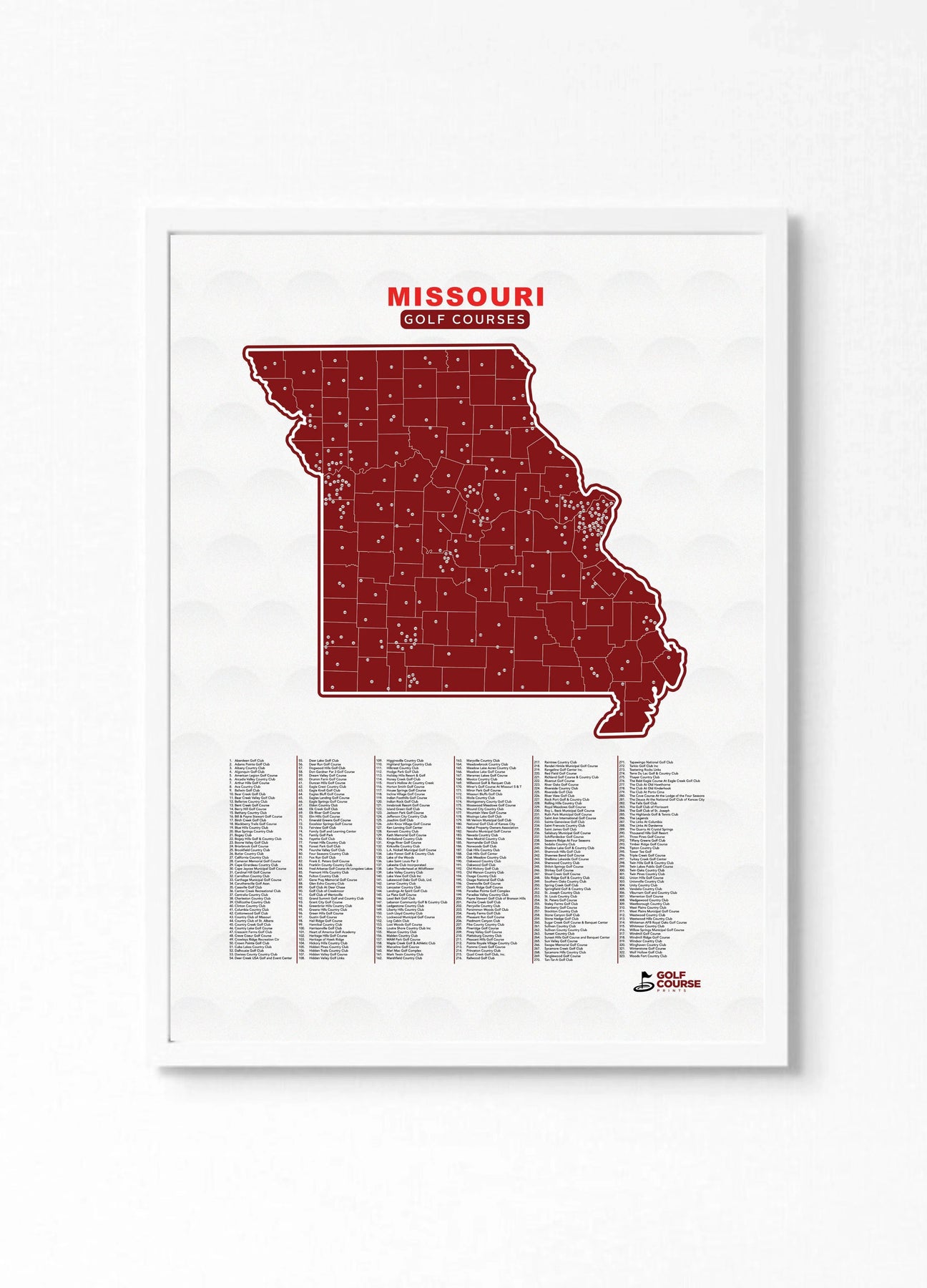 Perfect Missouri Golf Course Map Gift For Fans Golf Course Prints