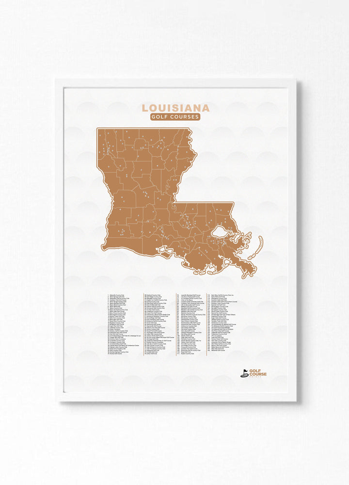 Map of Louisiana Golf Courses - Golf Course Prints