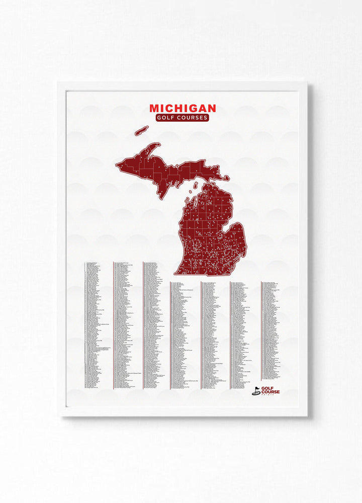 Map of Michigan Golf Courses - Golf Course Prints