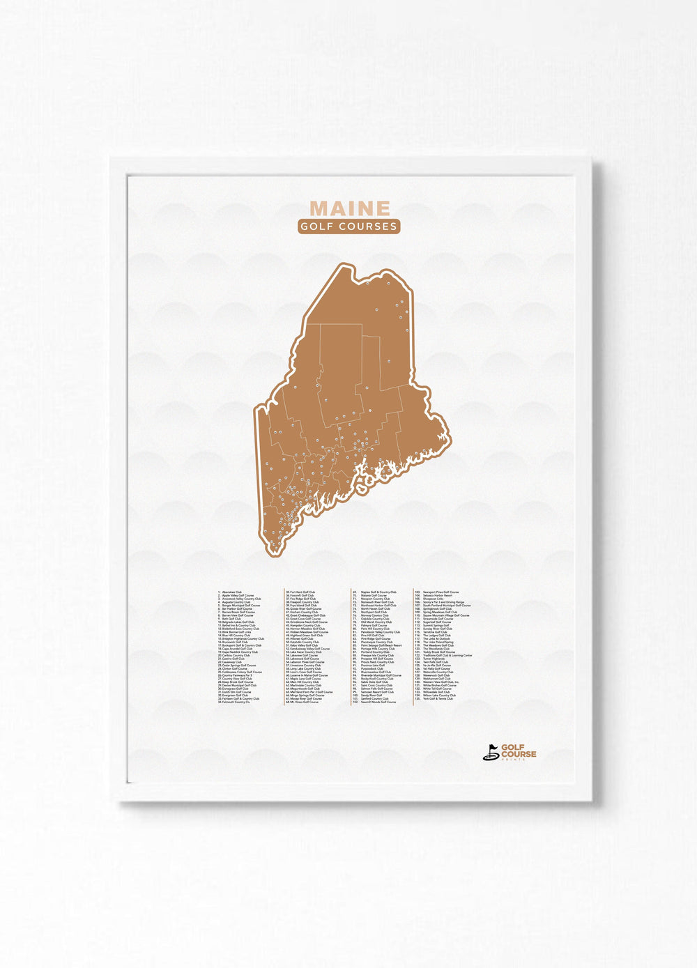 Map of Maine Golf Courses - Golf Course Prints