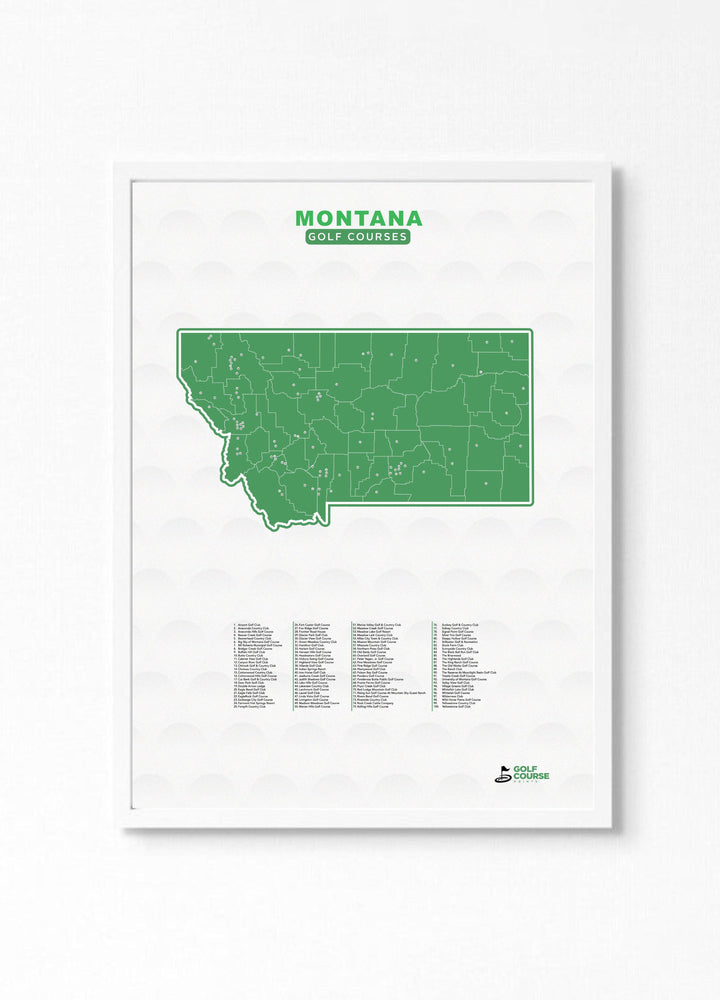 Map of Montana Golf Courses - Golf Course Prints