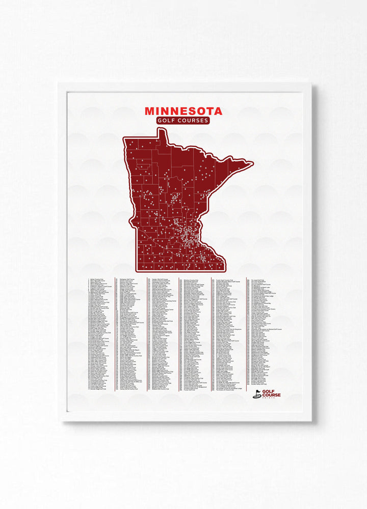 Map of Minnesota Golf Courses - Golf Course Prints