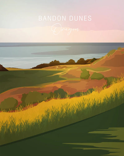 Bandon Dunes, Oregon Signature Hole Art - Golf Art Gifts - Golf Course Prints